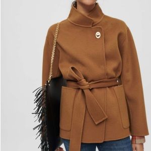 Maje Wool Belted Jacket NWT Size 38 Camel Color